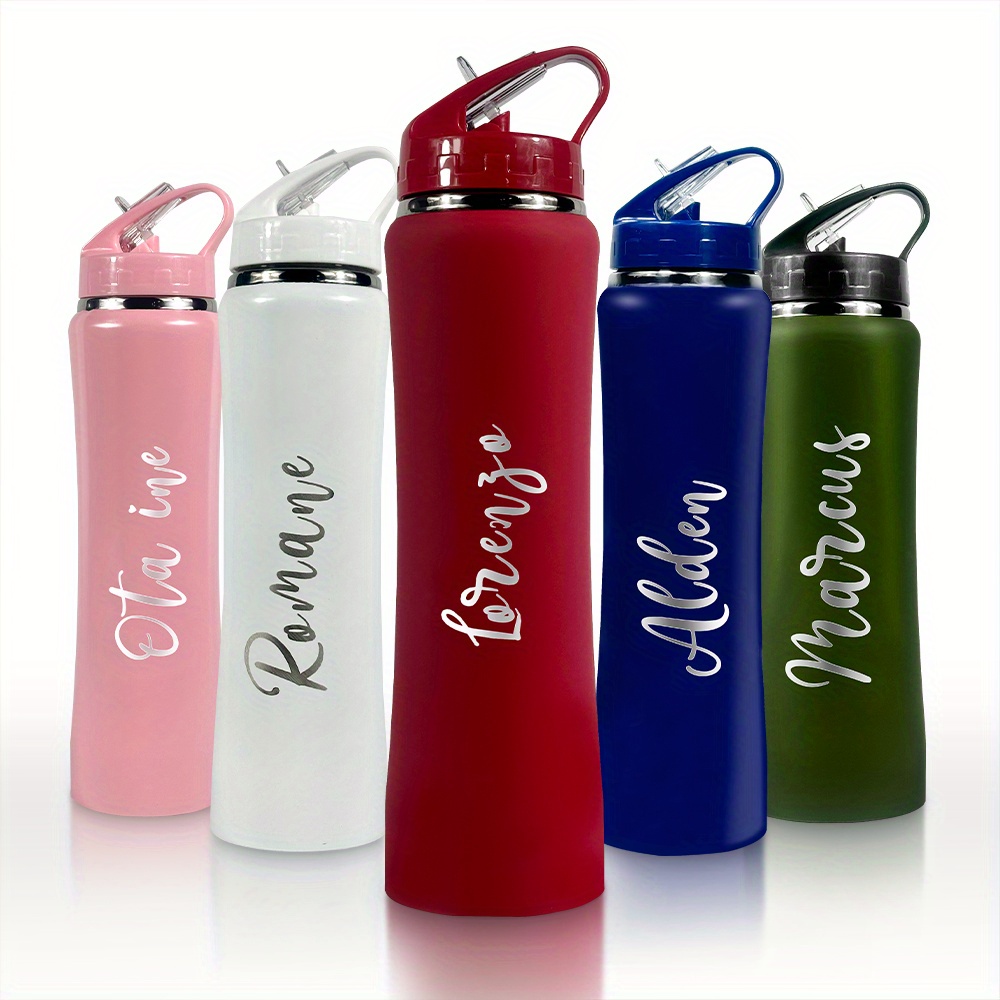 Sports Equipment And Names - Gepersonaliseerde naam rietjeswaterfles, op maat gegraveerde